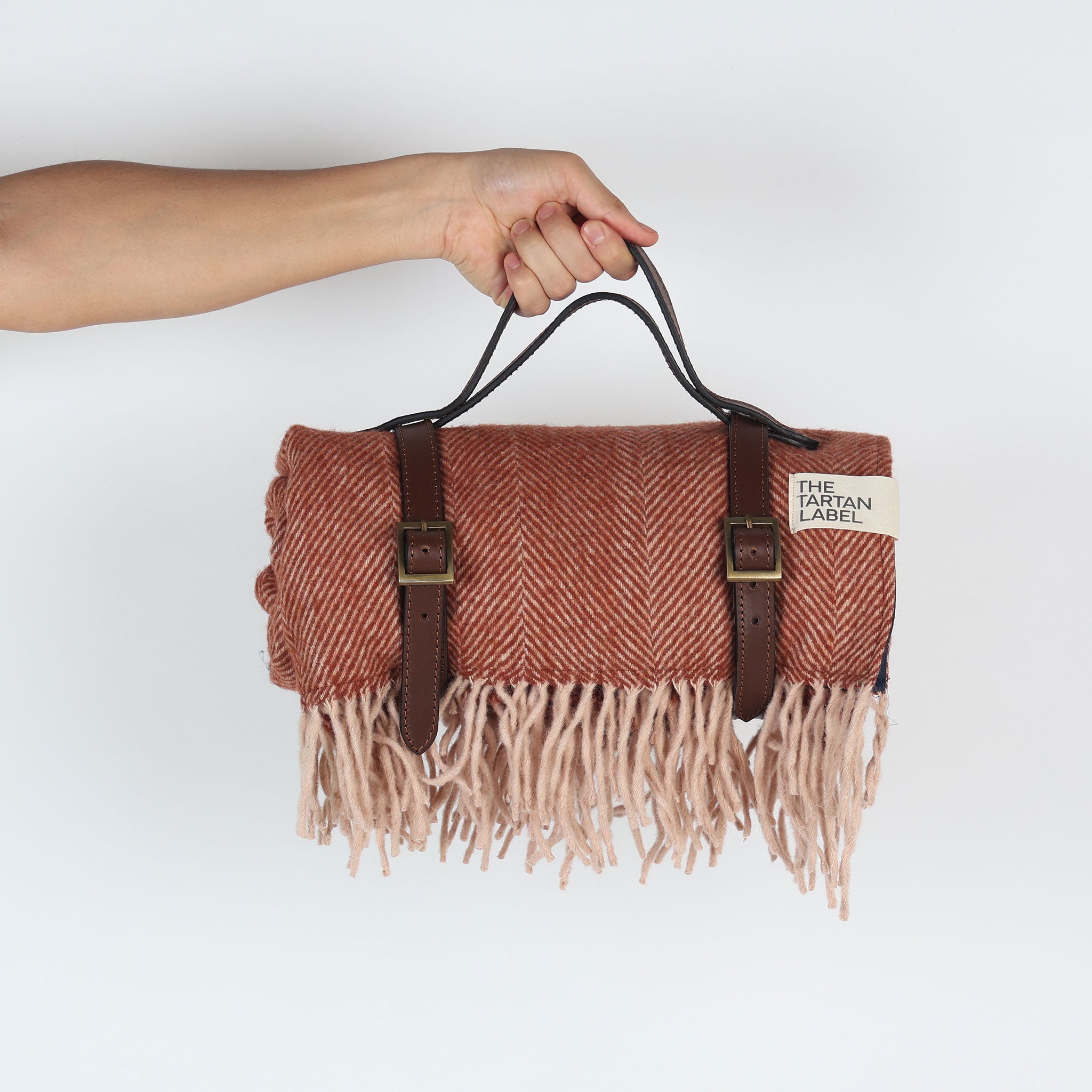 Rust Herringbone picnic blanket