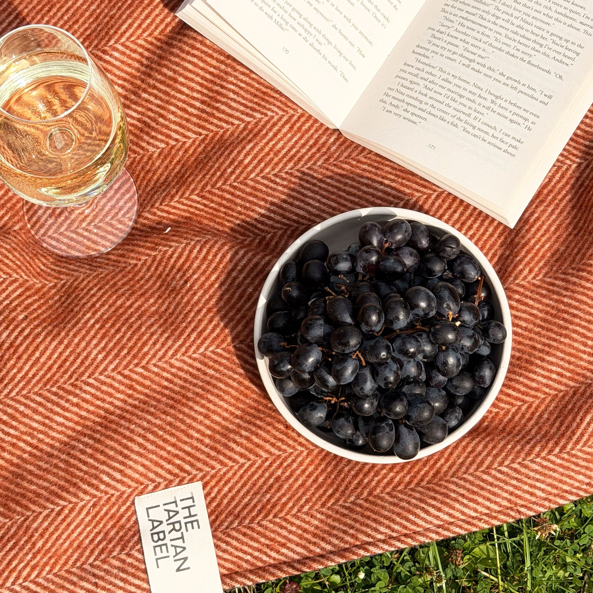 Rust Herringbone picnic blanket